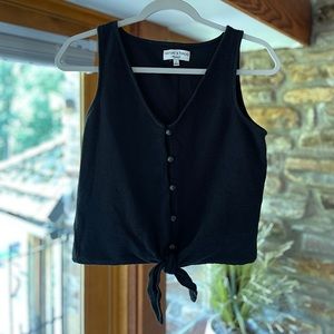 Texture & Thread Button-Front Tie Tank Top